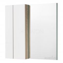 Шкаф для зеркала Акватон (Aquaton) Мишель 43 дуб эндгрейн, белый 1A244203MIX40
