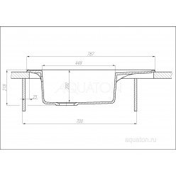 Мойка для кухни из литого мрамора Акватон (Aquaton) Делия 78 прямоугольная с крылом графит 1A715132DE210
