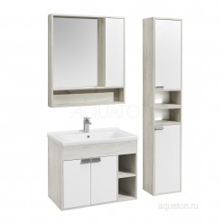Зеркальный шкаф Акватон (Aquaton) Флай 80 белый, дуб крафт 1A237702FAX10
