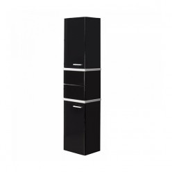 Шкаф-колонна Акватон ТУРИН черный глянец с белыми панелями 1A118003TU950